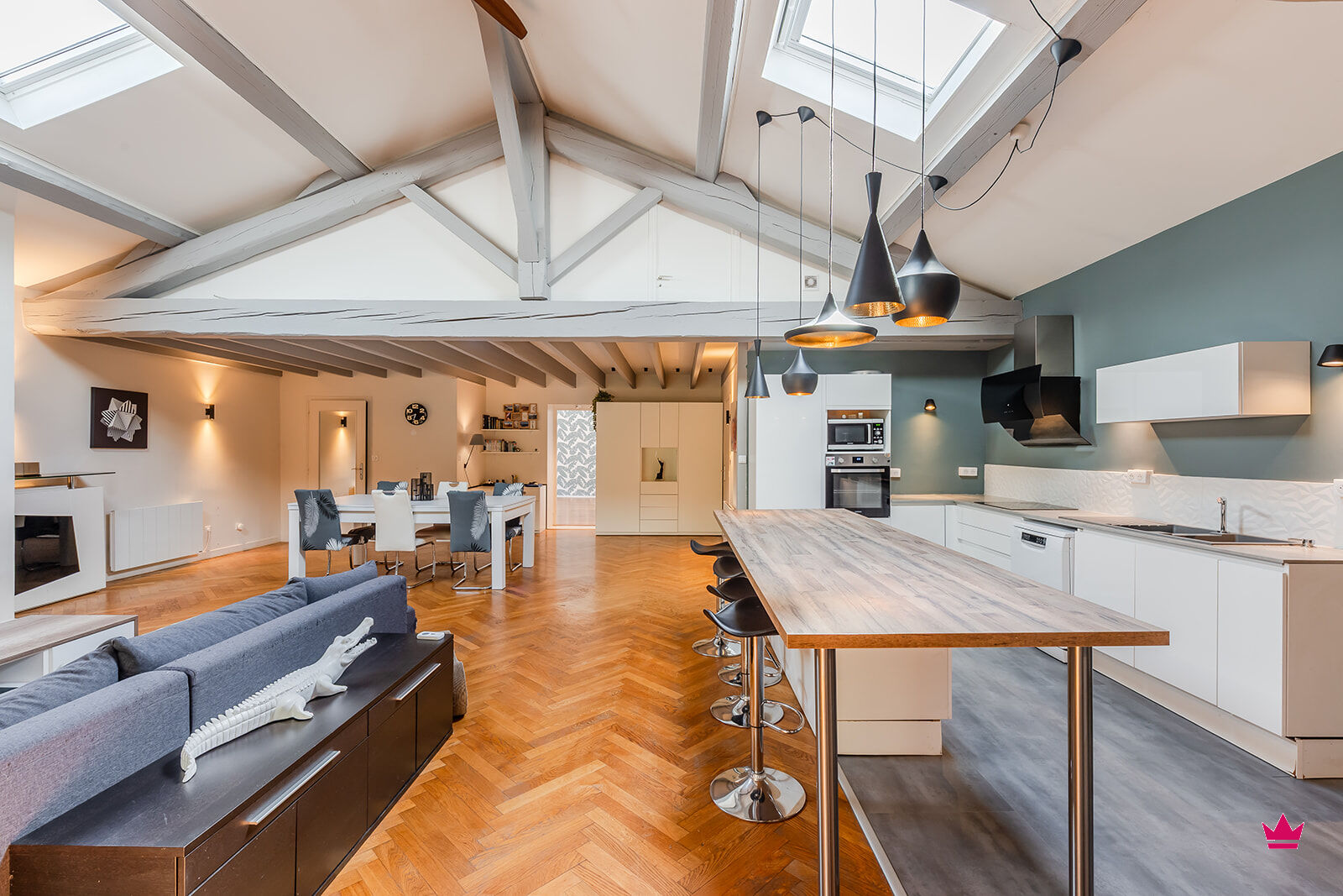 Appartement de caractre 163 m avec jardin , parkings  et  cave