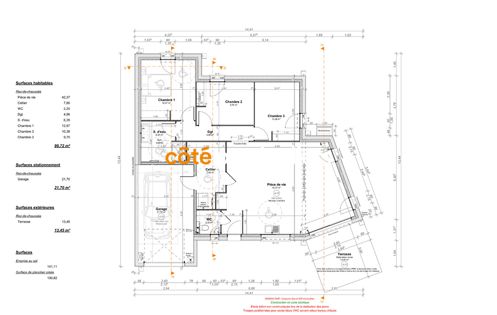 MAISON NEUVE PLAIN-PIED RE 2020 - 3 CHAMBRES - GARAGE