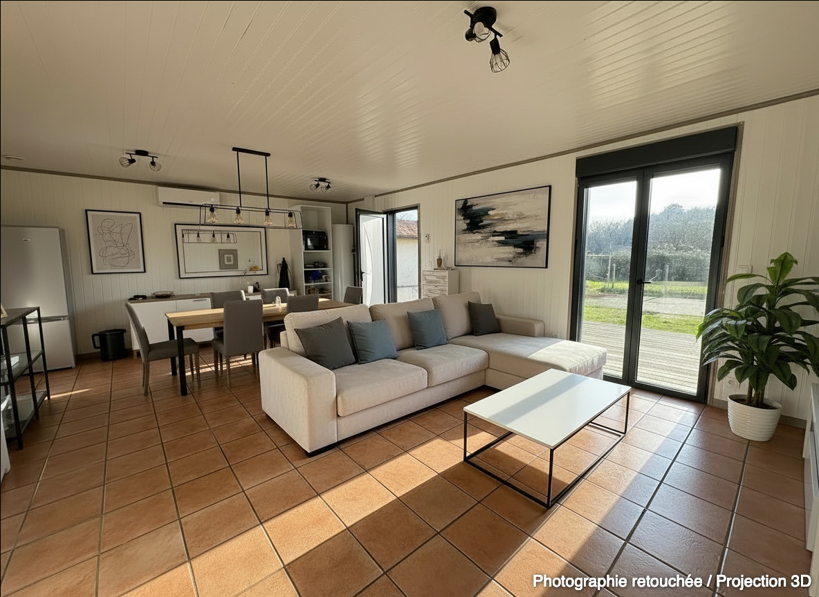 VENSAC / MAISON OSSATURE BOIS 48m² - TERRAIN 633m² / A 7KM DE LA PLAGE DE VENSAC