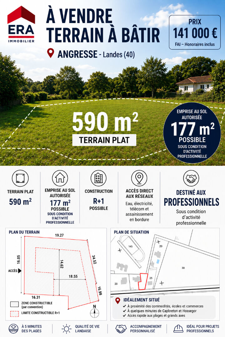 Terrain angresse 590 m2 · 141 000 €